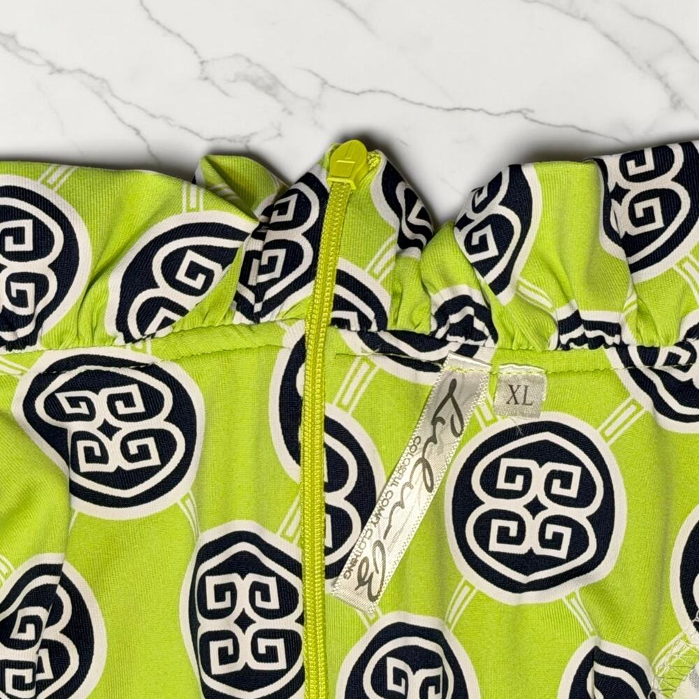 Lulu B Sleeveless Jumpsuit XL Lime Green Resort Wide Leg Paquette Fish Belt - Picture 11 of 12